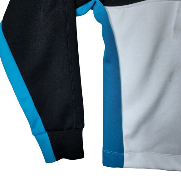DKNY Sport 1/4 Zip Pullover Sweatshirt Women L Colorblock‎ Black White Blue LOGO - Picture 9 of 12